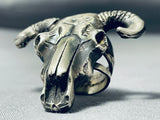 Phenomenal San Felipe Sterling Silver Skull Ring-Nativo Arts