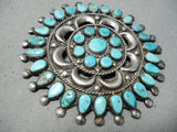 Authentic Larry Moses Begay Vintage Native American Navajo Turquoise Sterling Silver Pin Old-Nativo Arts
