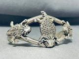 Symbolic Protector of Arrowheads Horned Lizards Sterling Silver Navajo Bracelet-Nativo Arts