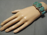 Superior Vintage Native American Navajo Bill Slim Royston Turquoise Sterling Silver Bracelet-Nativo Arts