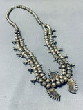 Phenomenal Vintage Native American Zuni Turquoise Sterling Silver Squash Blossom Necklace-Nativo Arts