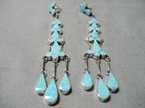 Marvelous Vintage Native American Zuni Blue Gem Turquoise Sterling Silver Earrings-Nativo Arts