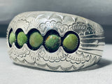 3d Cuff Vintage Native American Navajo Green Turquoise Sterling Silver Bracelet Signed-Nativo Arts