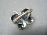 Detailed Vintage Native American Navajo Turquoise Butterfly Sterling Silver Ring-Nativo Arts
