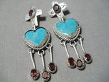 One Of The Most Detailed Vintage Native American Navajo Heart Cross Sterling Silver Earrings-Nativo Arts