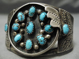 Museum Vintage Native American Navajo Bisbee Turquoise Sterling Silver Bracelet Old-Nativo Arts
