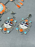 Glorious Vintage Native American Zuni Turquoise Sunface Sterling Silver Necklace-Nativo Arts