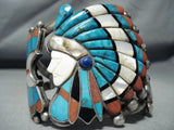 Just Wow, One Of Best Ever Vintage Native American Zuni Turquoise Sterling Silver Bracelet-Nativo Arts