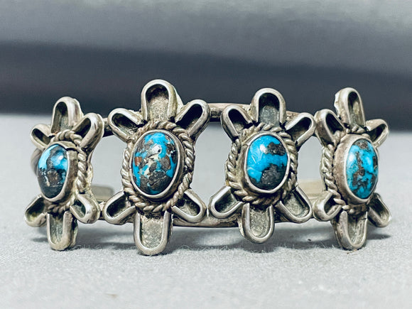 Jaw Dropping Old Bisbee Turquoise Vintage Native American Navajo Sterling Silver Bracelet-Nativo Arts