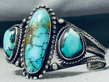 Important Rare Turquoise Vintage Native American Navajo Blue Wind Sterling Silver Bracelet-Nativo Arts