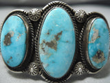 Native American Important Calvin Martinez Bisbee Turquoise Sterling Silver Bracelet-Nativo Arts