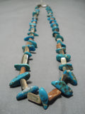Huge Longer Vintage Navajo Turquoise Abalone Shell Native American Necklace Old-Nativo Arts