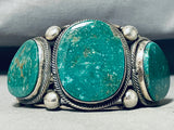 Signed 122 Gram Native American Navajo Gilbert Turquoise Sterling Silver Bracelet-Nativo Arts