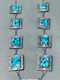 Palatial Vintage Native American Navajo Squared Turquoise Sterling Silver Necklace-Nativo Arts