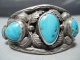 Museumt Vintage Native American Navajo Blue Gem Turquoise Sterling Silver Bracelet Old-Nativo Arts