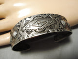 Early 1900's Vintage Native American Navajo Repoussed Sterling Silver Bracelet Old-Nativo Arts