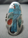 Important Harlan Coonsis Blue Turquoise Blujay Sterling Silver Native American Zuni Ring-Nativo Arts