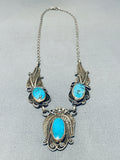 One Of A Kind Vintage Native American Hopi Morenci Turquoise Sterling Silver Necklace-Nativo Arts