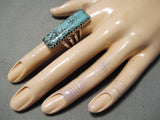Native American One Of The Tallest Spiderweb Turquoise Sterling Silver Ring-Nativo Arts