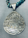 Powerful Symbolic Vintage Native American Navajo Turquoise Sterling Silver Necklace-Nativo Arts