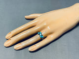 Squared Rare Turquoise Vintage Native American Zuni Sterling Silver Ring Old-Nativo Arts