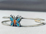Marvelous Vintage Native American Zuni Turquoise Sterling Silver Butterfly Bracelet-Nativo Arts