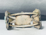 Immense Vintage Native American Navajo 3 Green Chunk Turquoise Sterling Silver Bracelet-Nativo Arts