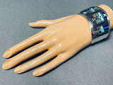 Signed Vintage Native American Navajo Space Kachina Turquoise Sterling Silver Bracelet-Nativo Arts