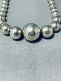 Fabulous Vintage Native American Navajo Sterling Silver Bead Necklace-Nativo Arts