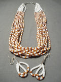 Native American Tremendous Rare Santo Domingo Coral White Shell Sterling Silver Necklace-Nativo Arts