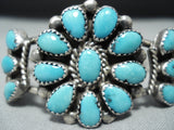 Fabulous Vintage Native American Zuni Blue Gem Turquoise Sterling Silver Bracelet-Nativo Arts