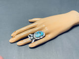 Fabulous Native American Navajo Kingman Turquoise Sterling Silver Kachina Ring-Nativo Arts