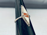 Superb Vintage Native American Zuni Inlay Pipestone Mother Of Pearl Sterling Silver Ring-Nativo Arts