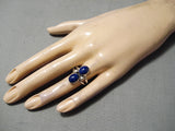 Amazing Vintage Navajo Lapis Sterling Silver Ring Old Native American-Nativo Arts