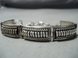Detailed Navajo Sterling Silver Hinged Bracelet Native American-Nativo Arts