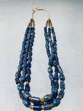 Native American One Of The Best Ever Santo Domingo Tubule Lapis Heishi Necklace-Nativo Arts