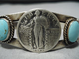Incredible Coin And Sterling Silver Turquoise Bracelet-Nativo Arts