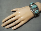 Prime Vintage Native American Navajo Rare Turquoise Sterling Silver Bracelet-Nativo Arts