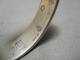 Important Irvin Tso Vintage Native American Navajo Etch Sterling Silver Turquoise Inlay Bracelet-Nativo Arts