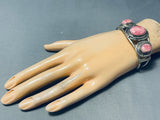 Important Vintage Native American Navajo Rhodochrosite Sterling Silver Bracelet-Nativo Arts