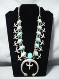 Important Ambrose Linoln Vintage Native American Navajo Sterling Silver Squash Blossom Necklace-Nativo Arts