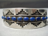 Quality Vintage Native American Navajo Domed Lapis Sterling Silver Bracelet Old-Nativo Arts