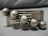 Early 1900's Vintage Native American Navajo Sterling Silver Bead Bracelet Old-Nativo Arts
