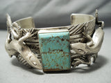 Detailed Lizard Native American Navajo #8 Turquoise Mine Sterling Silver Bracelet-Nativo Arts
