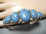 Breathtaking Vintage Native American Navajo Denim Lapis Sterling Silver Bracelet Old-Nativo Arts