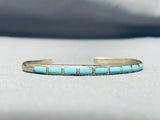 Native American Unique Smooth Surface Inlay Vintage Zuni Turquoise Sterling Silver Bracelet-Nativo Arts