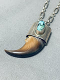 Powerful Vintage Native American Navajo Turquoise Sterling Silver Necklace-Nativo Arts