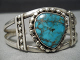 Incredible Vintage Native American Navajo Vivid Spiderweb Turquoise Sterling Silver Bracelet-Nativo Arts