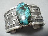Signed Heavy Native American Spiderweb Turquoise Sterling Silver Bracelet-Nativo Arts