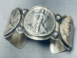 Tremendous San Felipe Signed Sterling Silver Coins Bracelet-Nativo Arts